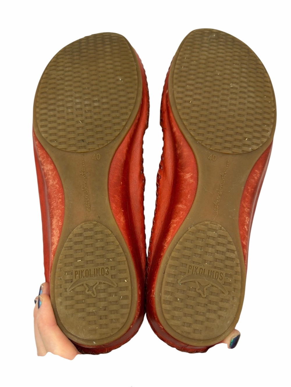 PIKOLINOS Red Leather Cutout Slip-On Flats - Size 40 - Picture 7 of 7